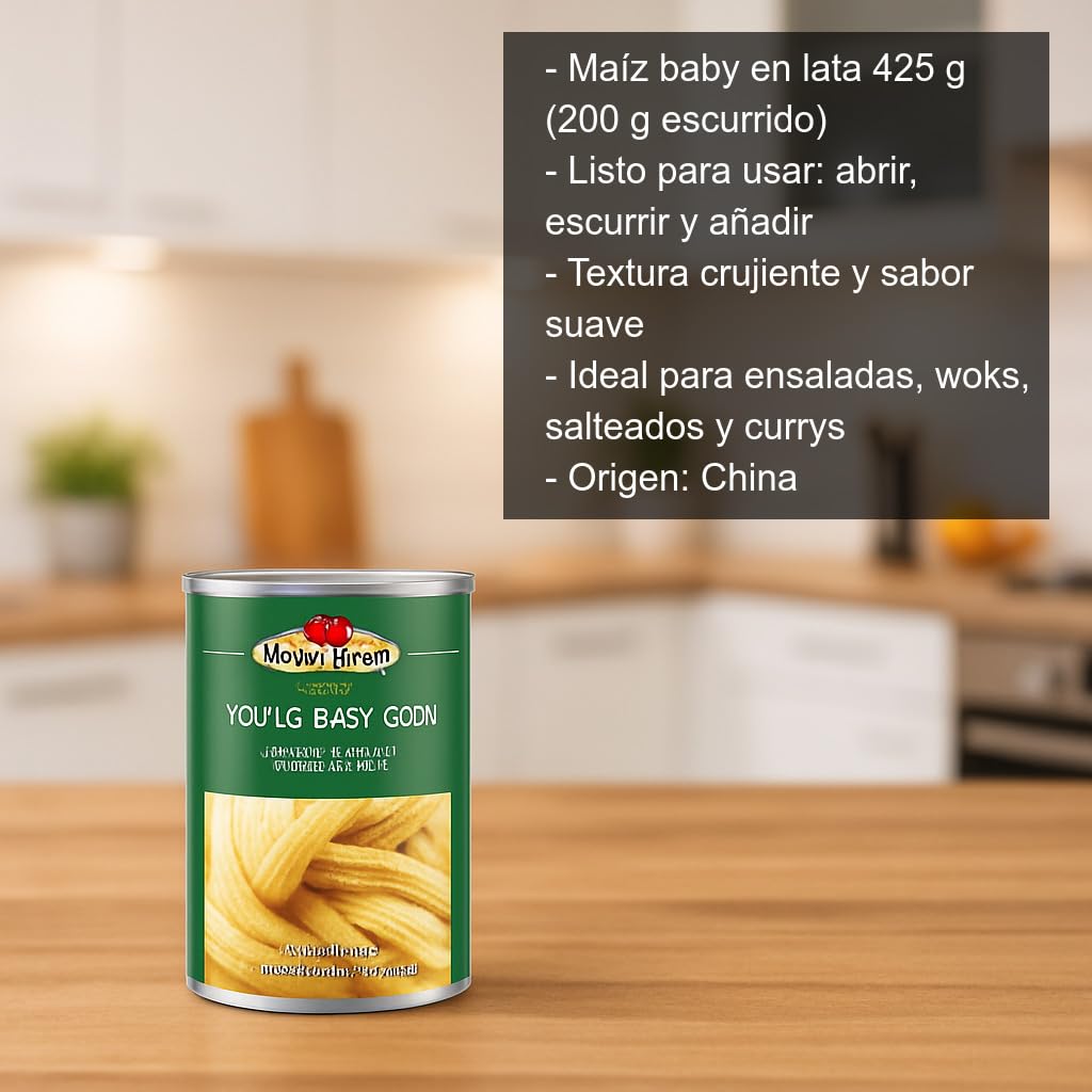 Maíz baby en lata 425 g Pack 3 unidades Mini mazorcas baby corn