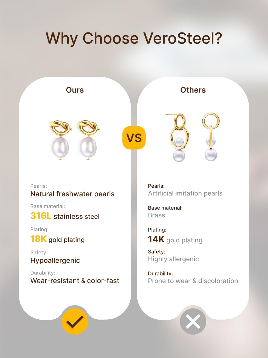 Freshwater Pearl Earrings for Women by VeroSteel, 18K Gold Plated Drop Dangle Jewelry, Cubic Zirconia Bridal Wedding Boho Statement Earrings, Hypoallergenic Nickel-Free Anniversary & Holiday Gifts - Image 5