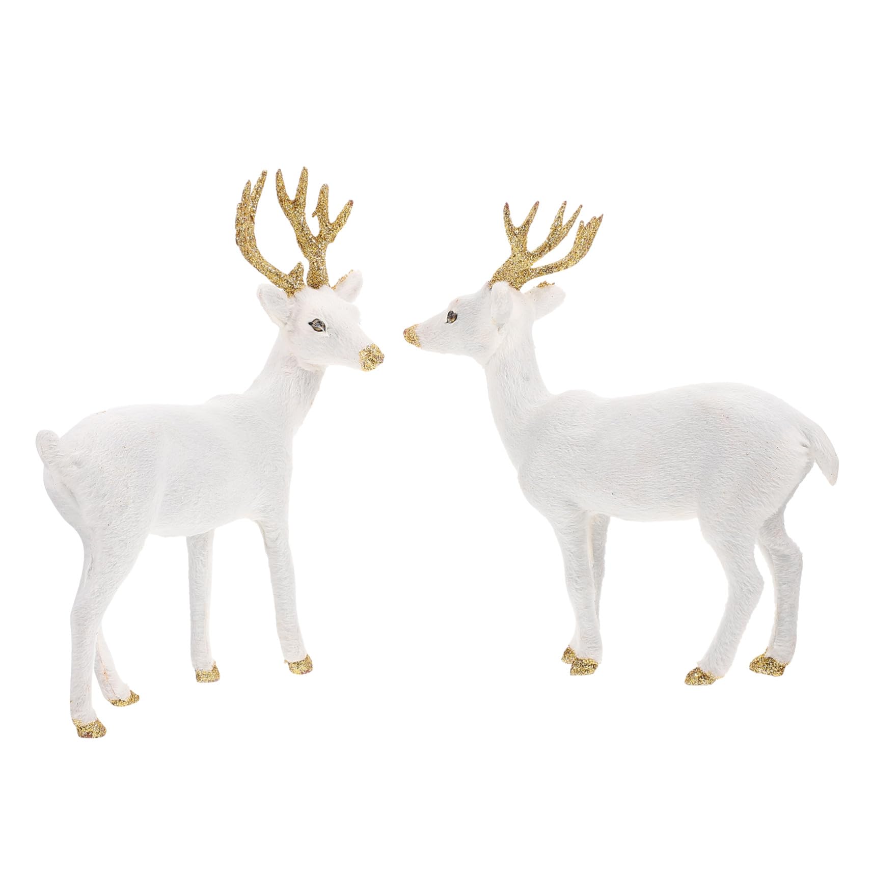 Figurines de cerfs blancs de Noël x2 en résine pour table