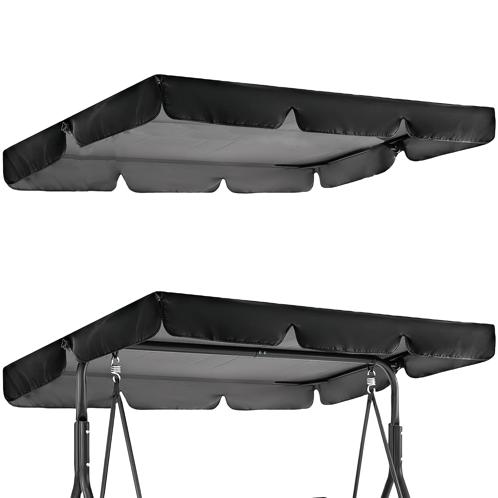 Capota Para Columpio De Patio: Universal Toldo Fundas Para Balancines 195*125*15cm, Cubierta Del Toldo Para Columpio, Cubierta Toldos Para Columpios Impermeable (Negro)