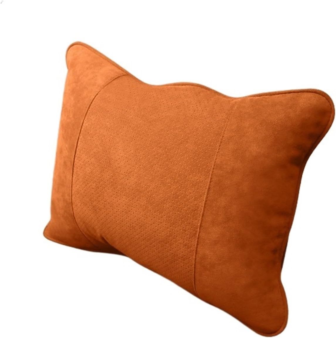 Automotive headrest lumbar support pillow suit waist pillow car back cushion support Compatible For Mercedes-Benz BMW Audi(With holes-orange)