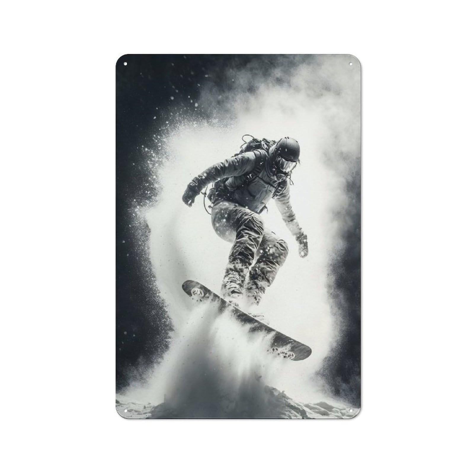 Junmoney Snowboard Retro Metal Wall Sign 30X20cm Featuring For Hallway Wall, For Garage, Workshop And Man Cave Decoration