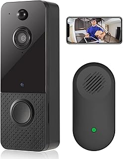 Video Doorbell Camera HD, Wireless Doorbell Camera with Chime, Wireless Operated, HD Night Vision, 2-Way Audio, Motion Detection, IP66 Waterproof,Cloud Storage(for iOS & Android)