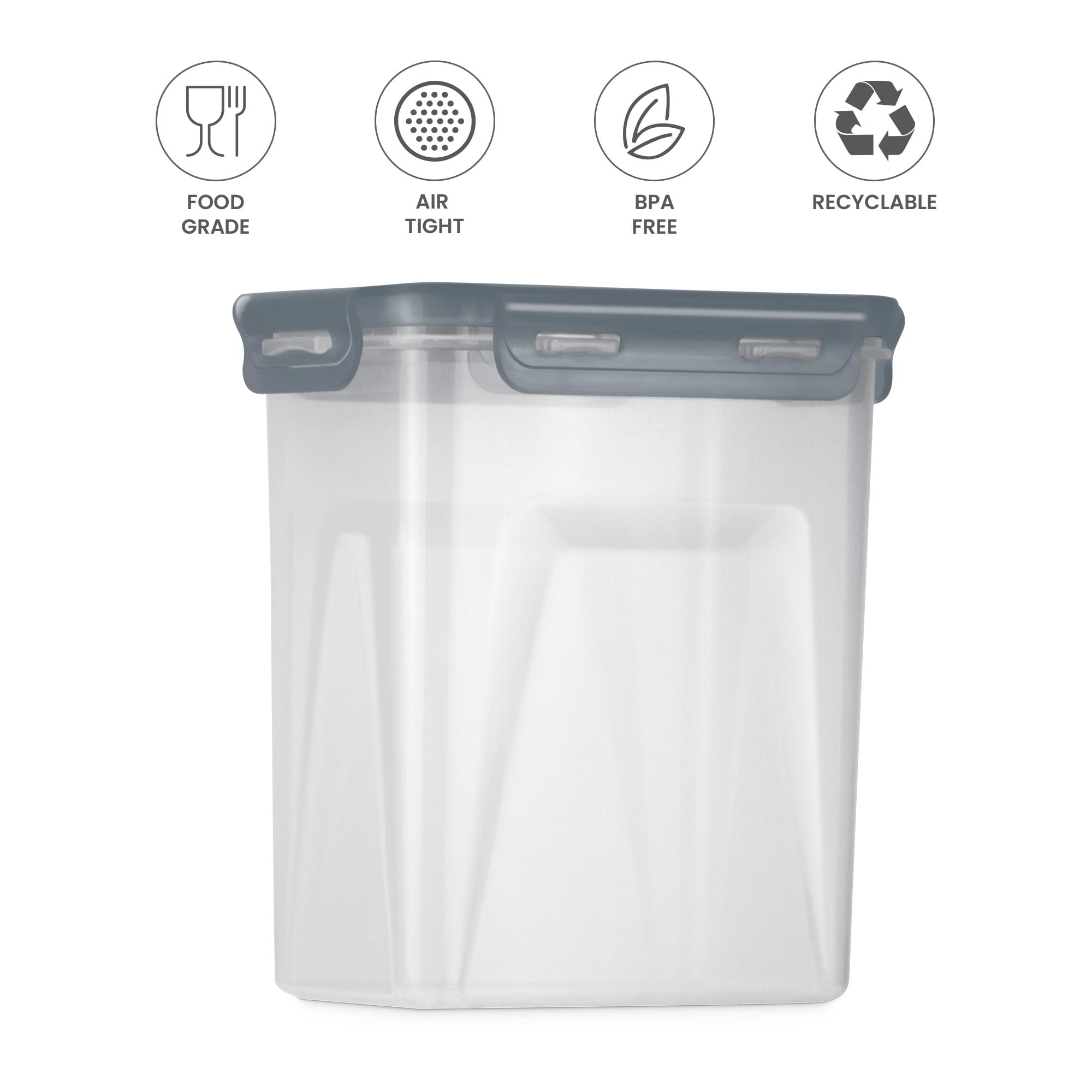 MILTON Lock It Modular Kitchen Container Setof 4, 2490 ml each I Airtight Lid | BPA-Free Food Grade | Four Side Lock Lid I Transparent, Stackable I Dishwasher Safe I Ideal for Atta, Rice, Flour — Amazon image 5