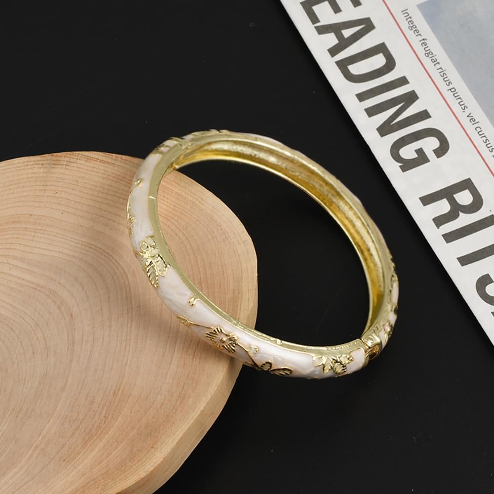 Vintage Flower Bangle Chinoiserie Cloisonne Bracelet For Women Summer Elegant Vibrant Ethnic Jewelry Gifts - Image 3