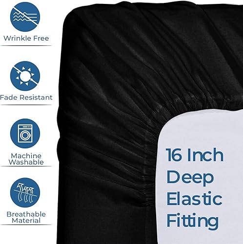 Miniatura 5 de DAN RIVER Juego de sábanas de jersey individual XL, sábanas de lujo 100% algodón jaspeado, sábanas de camiseta, ropa de cama para todas las