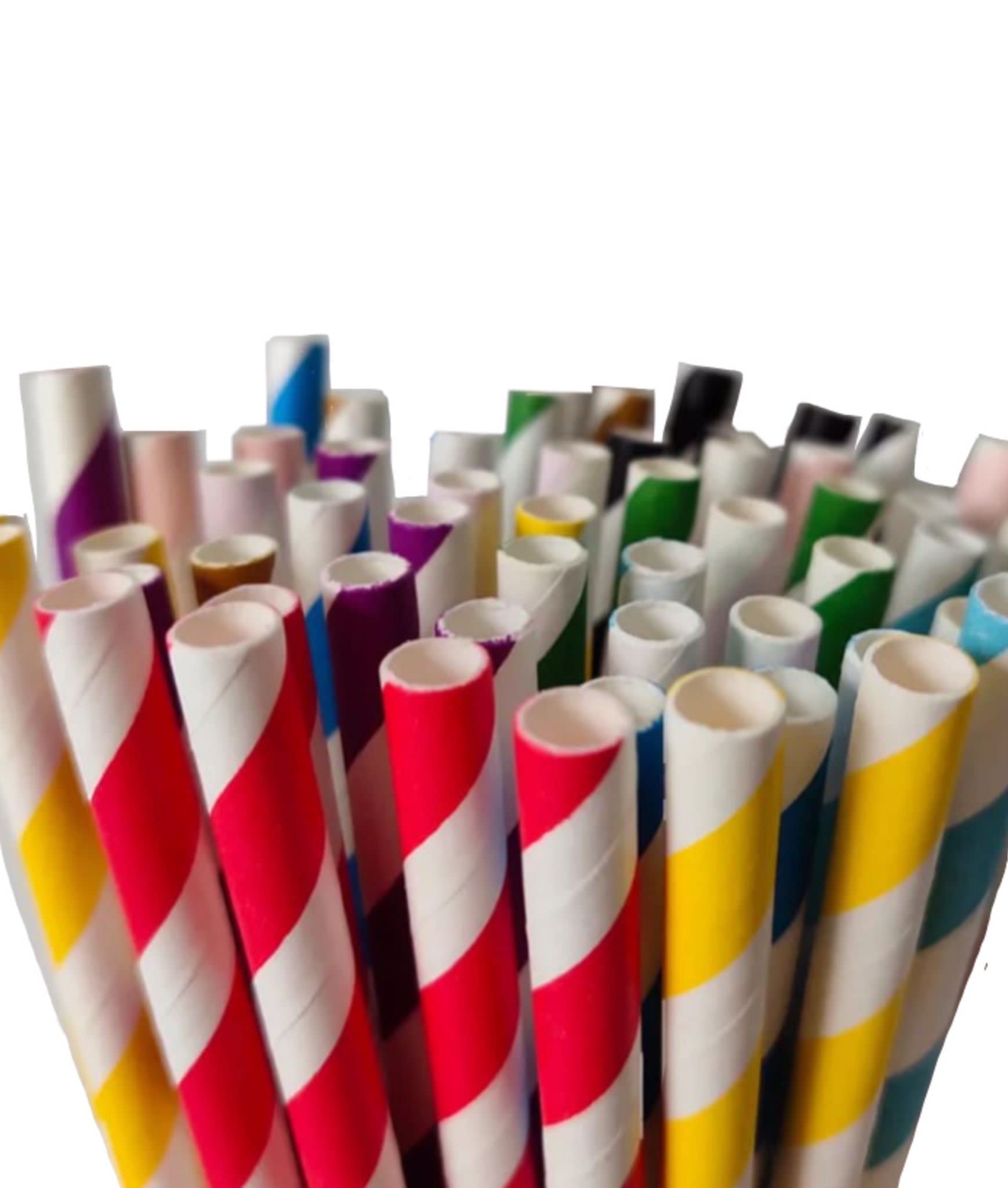 25 Pcs Pailles En Papier Jetables À Rayures Rétro Pour Noël