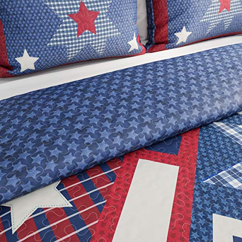 Bedford Home 3-Piece Quilt And Bedding Set – Hypoallergenic Polyester Microfiber Homestead Patriotic Americana Print All-Season Blanket With Shams (King), Multicolor #TOP1