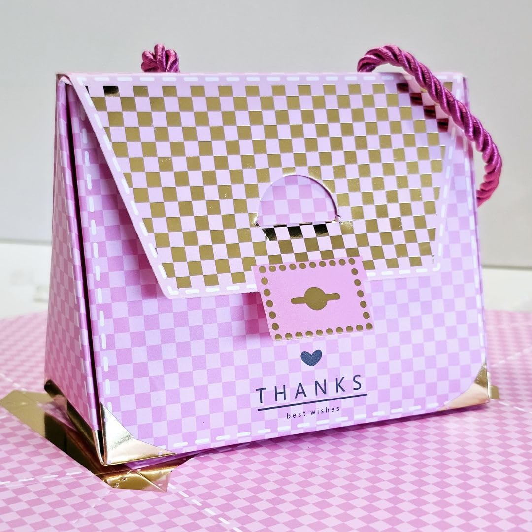 SATYAM KRAFT 12 Pcs Purse shape Gift Boxes with handle Gift Paper Boxes, gift for Birthday Gifting, Gifts, Christmas,Gifts box, New Year, Party, Seasons Greetings(pack of 12) (Pink) (B0D78V6P2T) Amazon Price History, Amazon Price Tracker