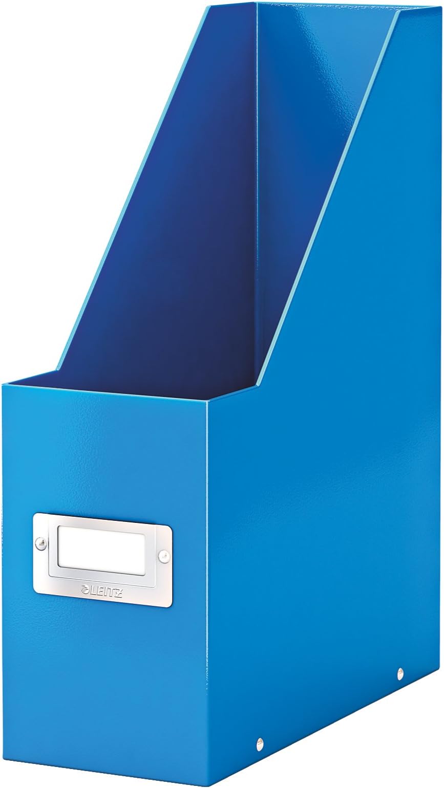Leitz Magazine File Holder, A4, Cardboard Document Storage Box with Label, Foldable with Label, for Home, Office & School, Click and Store Range 60470036 - Blue
