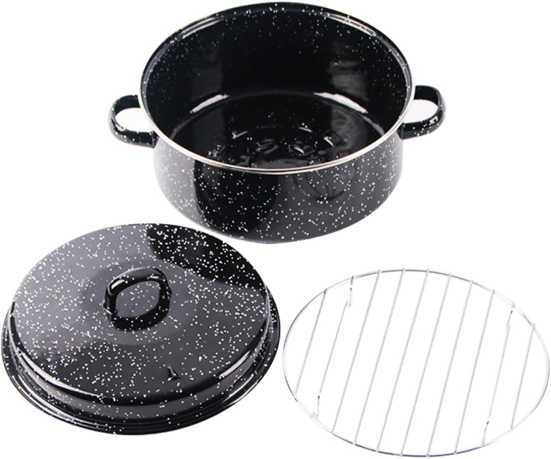 Roasting Pan Enamel Potato Pot Cooking Pot Lid Non Stick Baking Pan Cooker Daily Use Roaster