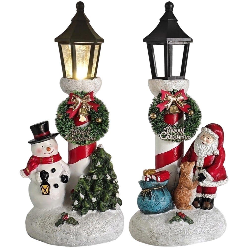 Statuette di Faro Natalizio Illuminate a LED, Centrotavola Invernale per Interni, Scrivania, Mensola, Ingresso, Mobile