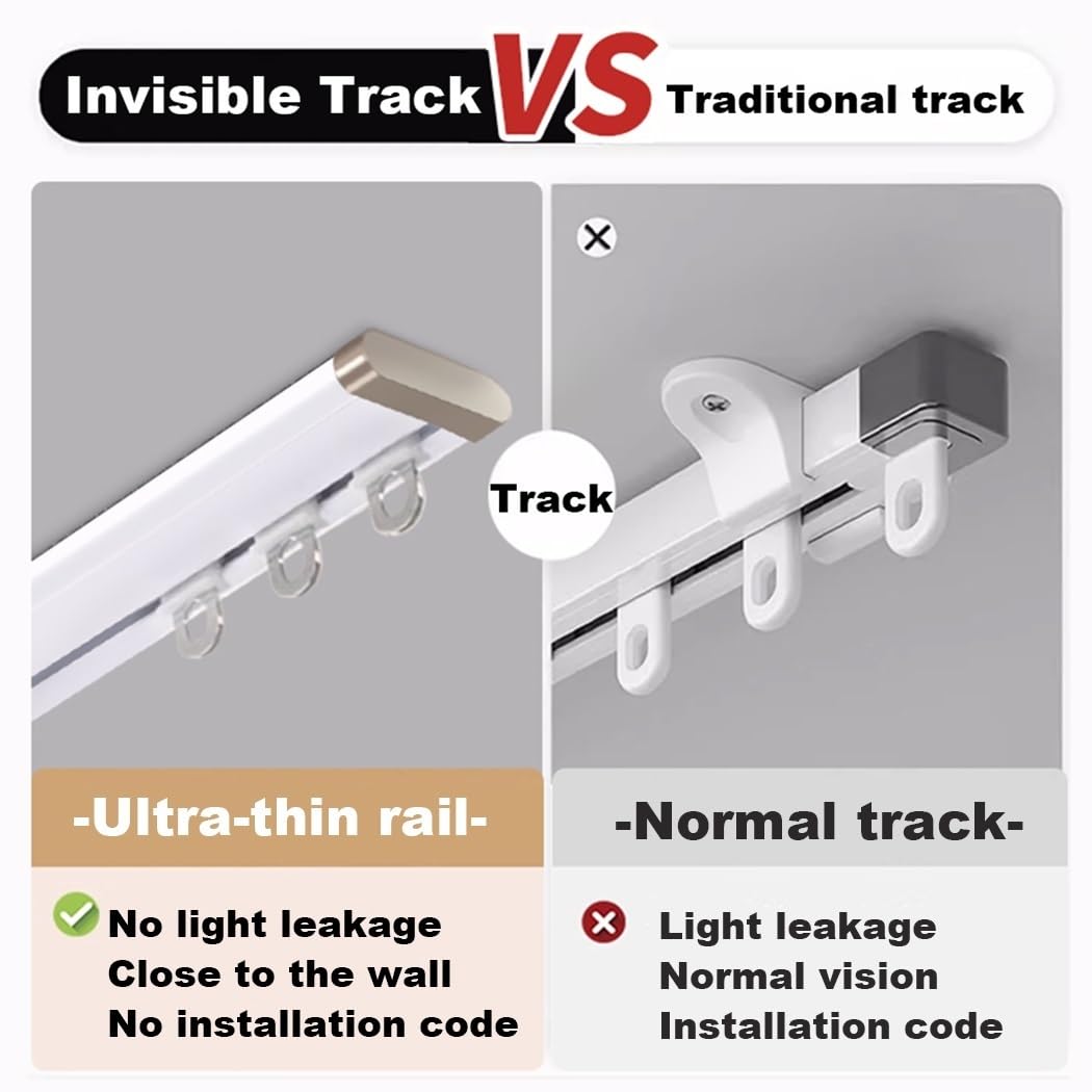 Ultra-cienkie pręty sufitowe ain Trac Heavy-Du Pojedynczy system szyn sufitowych Przegroda ain Track do salonu/sypialni szampański h