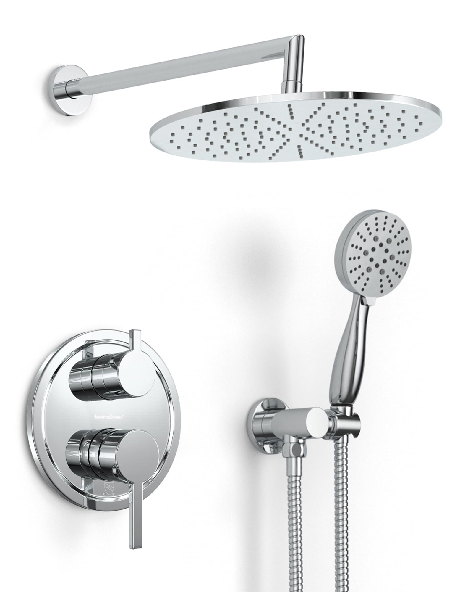HammerHead Solid Metal Rain Shower System Set