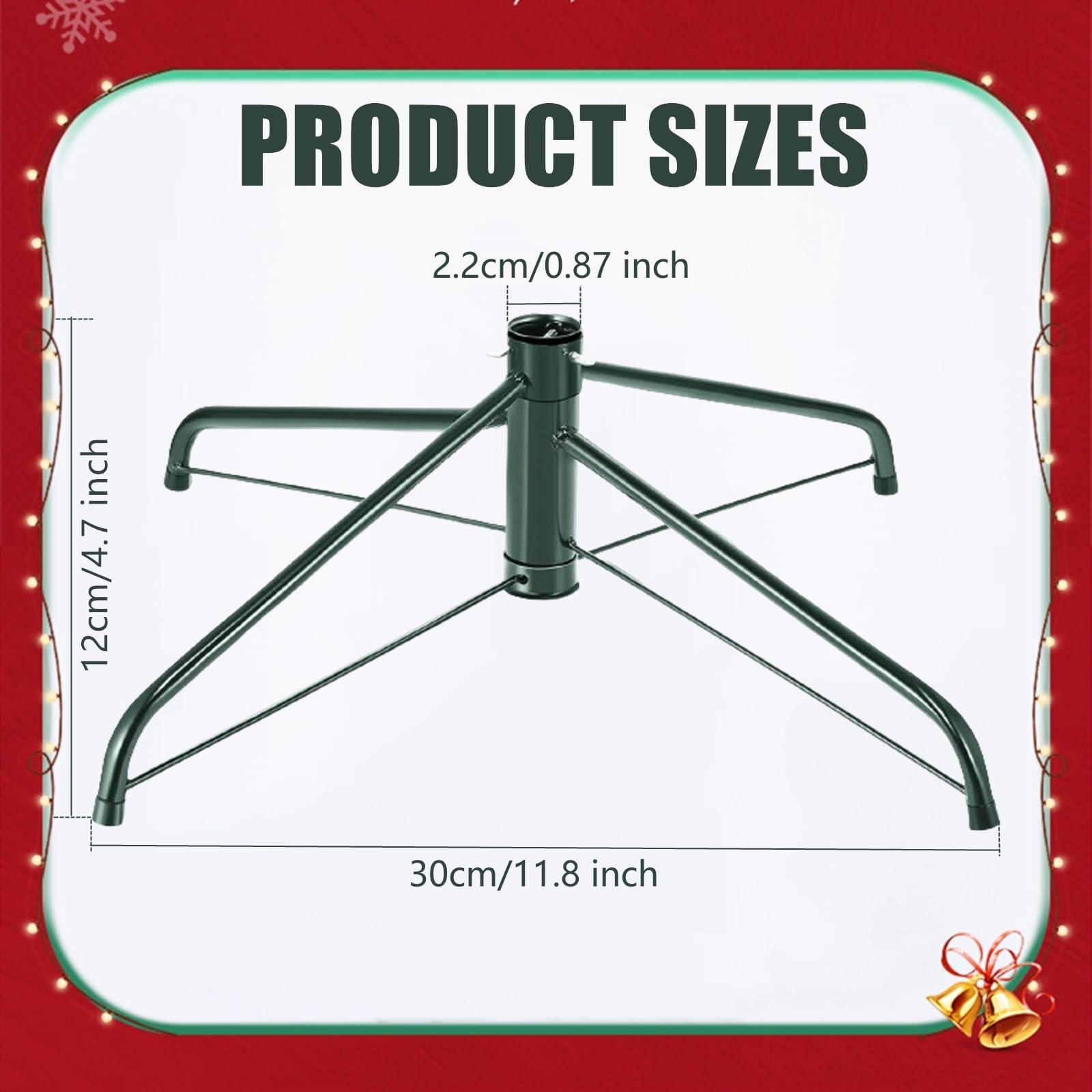KUANVE Metal Christmas Tree Stand, 12 Inch Folding Xmas Tree Stand Base for 1-3 Ft Artificial Tree, Replacement Christmas Tree Holder
