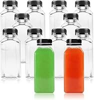 Vista 1 de WOKAV Botellas de plástico de 8 onzas con tapas, botellas de jugo para bebidas, botellas reutilizables para jugo casero, leche, exprimir y otras