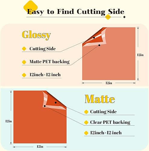 Miniatura 38 de Vinilo para Cricut – Juego de hojas de vinilo adhesivas permanentes – Hojas de vinilo de 12 x 12 pulgadas / 30.48 x 30.48 cm. y hojas de cinta de 12