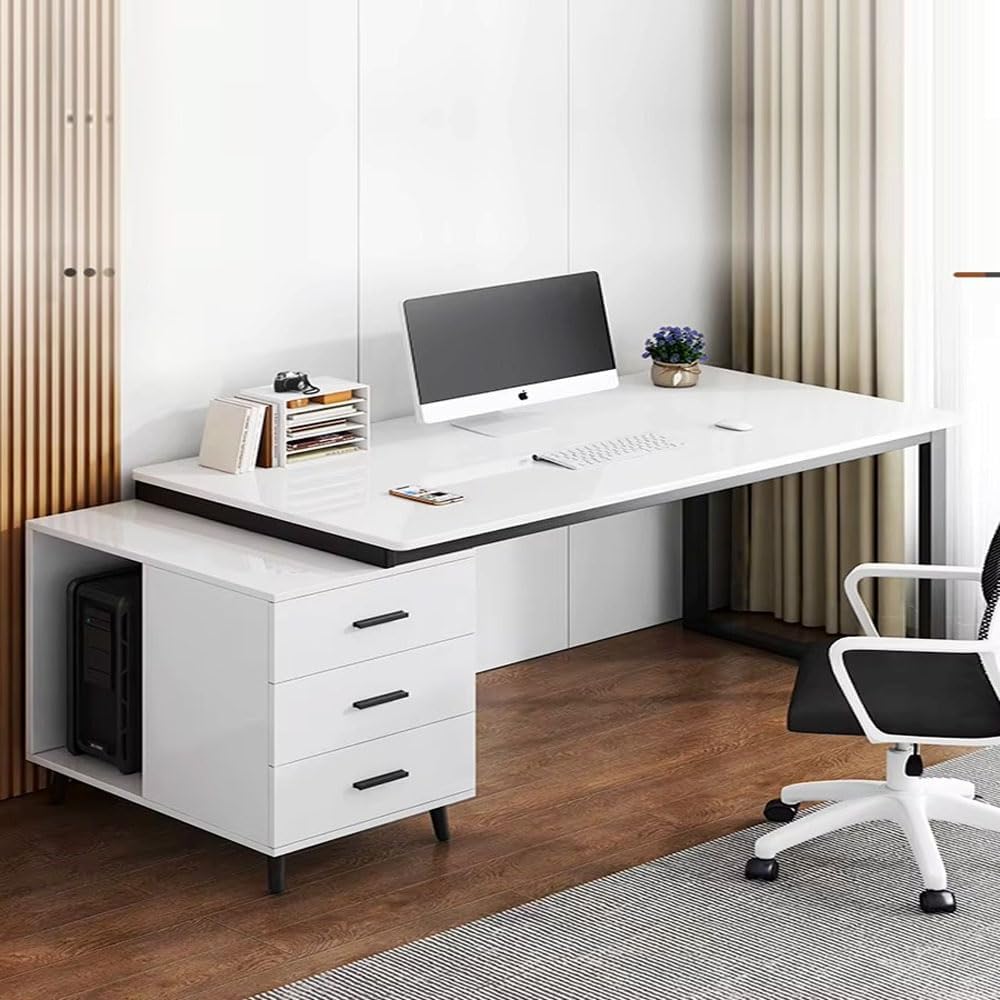 Kutis Modern Computer Desk with 3 Spacious Storage Drawers – Sleek Workstation Table for Home Office Sturdy Writing Desk with Ample Workspace and Organizational Drawers 120x60x75 cm.