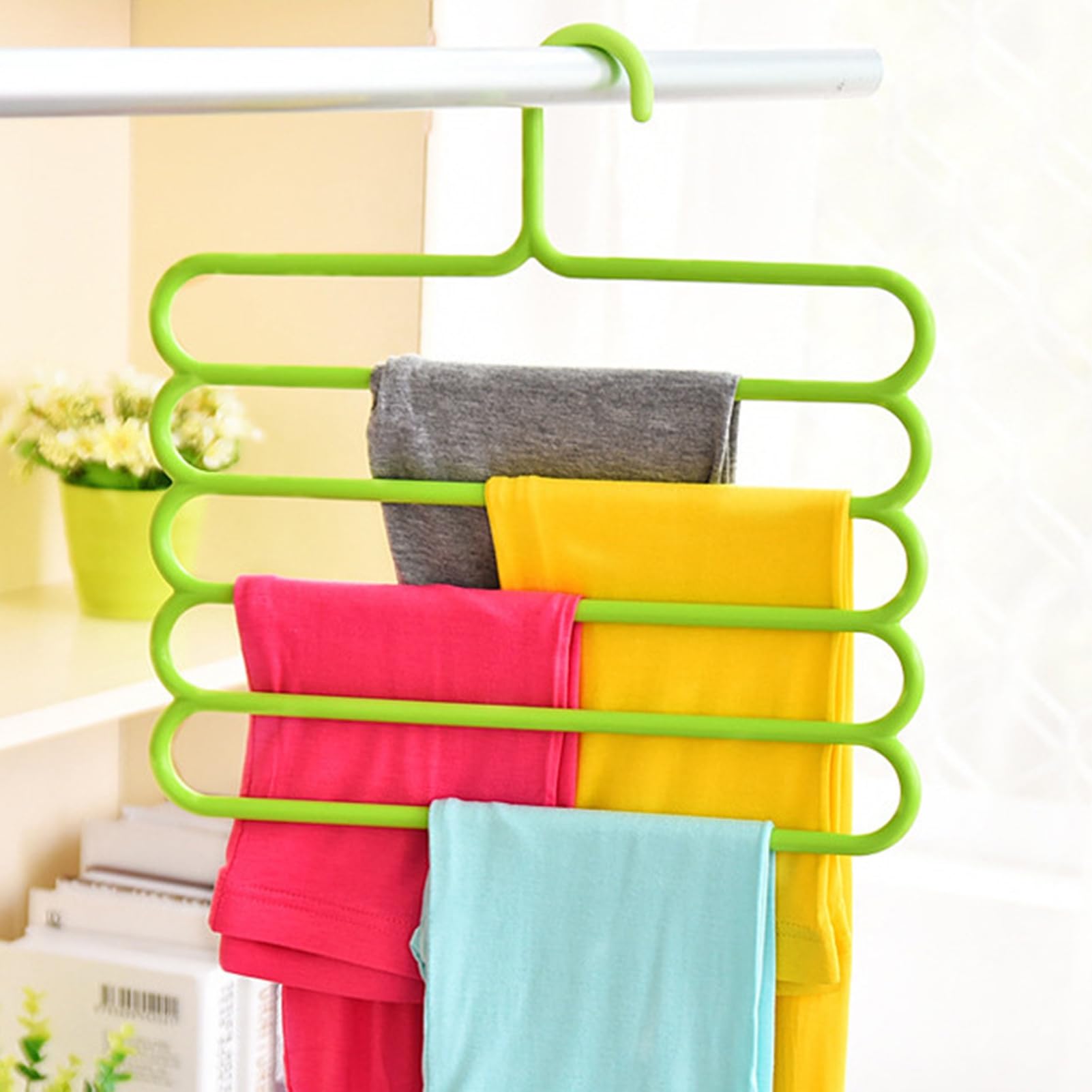 Zentriva Hanger Non-Slip Space-Saving 5 Layered Closet Hook for House WivesGreen