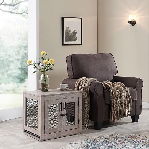 Miniatura 3 de unipaws - Jaula estilo mueble con cojín y bandeja para perros, caseta de malla con puertas dobles para perros, caseta de perro útil como mesa