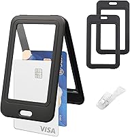 Vista 1 de Portatarjetas de identificación con clip de plástico, ventanas transparentes verticales de doble cara, estuche de plástico negro duro, resistente al