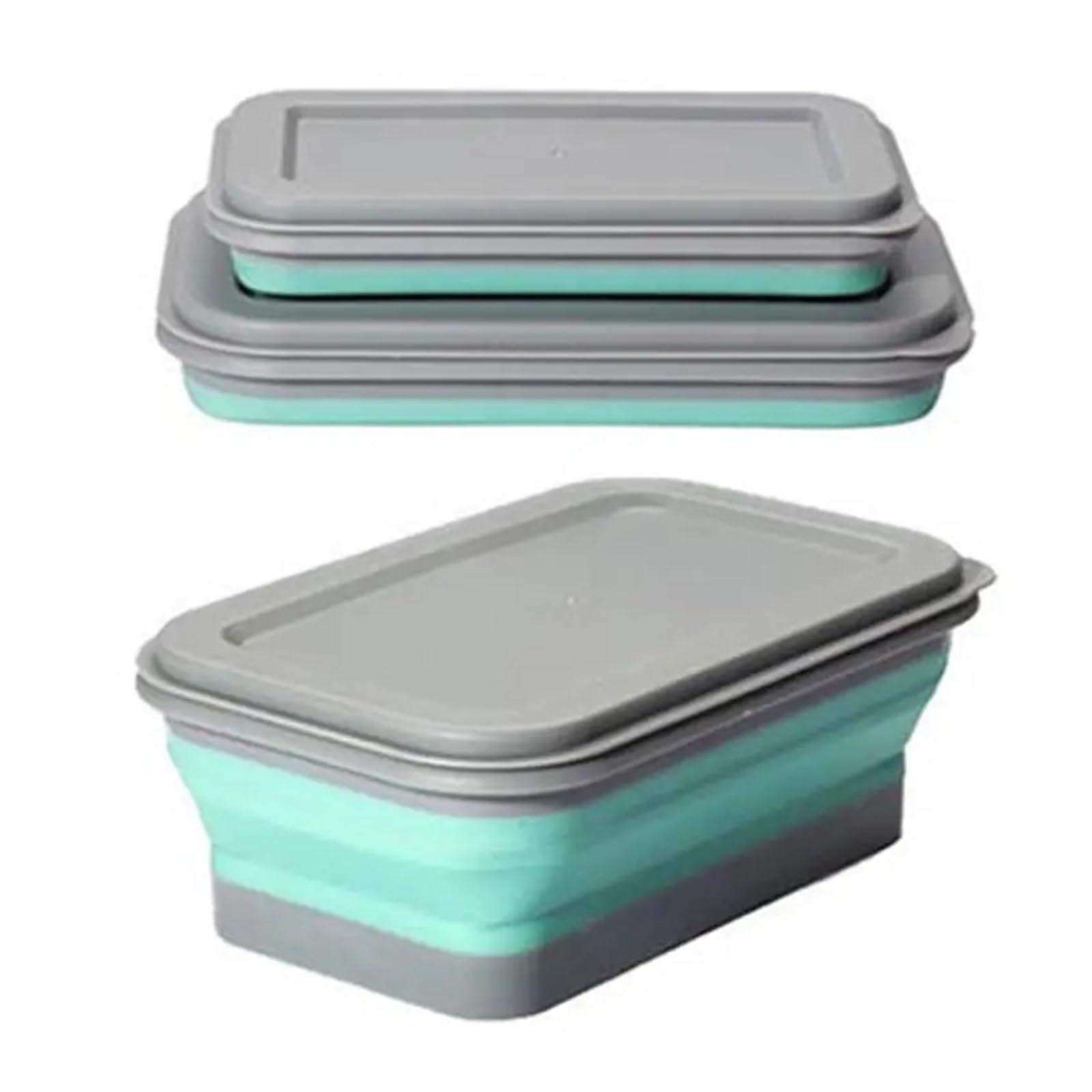 Silikon-Lunchbox 2 Stück, Silikon-Lunchbox, faltbar, Picknick-Bento-Box, Mehrzweck-Reise-Brotdose, faltbar, Lebensmittel-Aufbewahrungsbox mit Deckel Zur Aufbewahrung