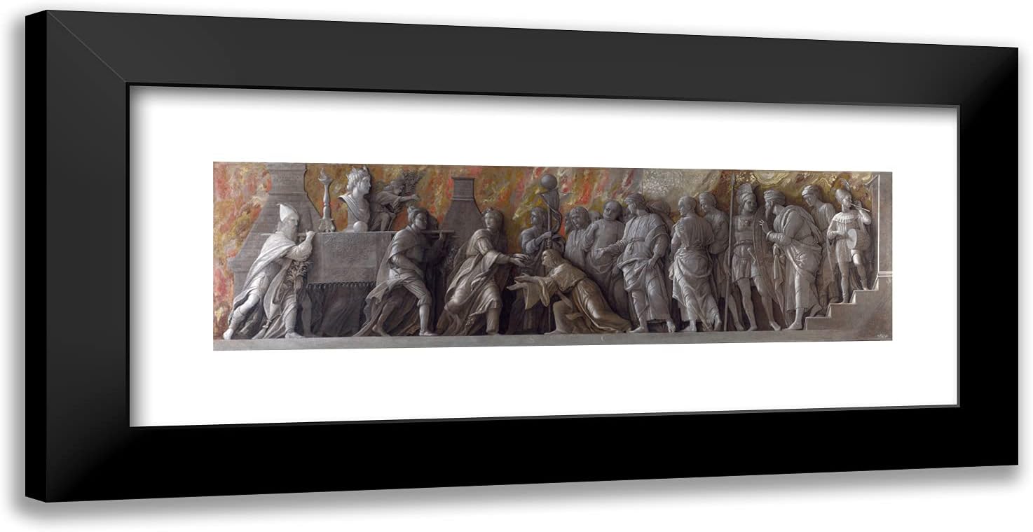 ArtDirect Mantegna, Andrea 24x12 Gold Ornate Framed Art Print with Double Matting Titled: The Idle Women