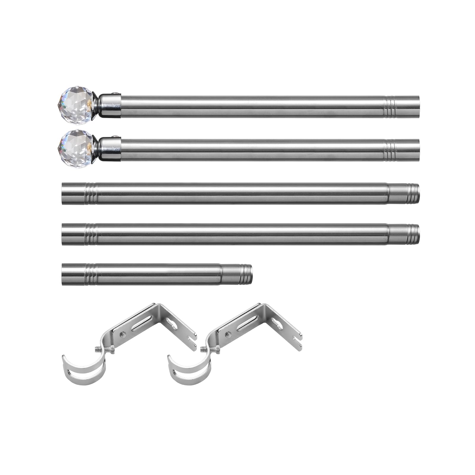 Bastone per tende da 1,6 cm, aste singole per tende da 76 a 157 cm, per tende con occhielli per camera da letto, porte, finestre, asta decorativa per drappeggi con terminale in acrilico a diamante,
