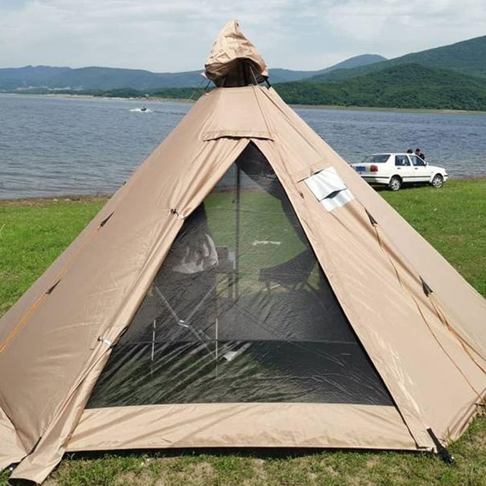 QINERSAW Camping Tent 4 Person Full Blackout Teepee Tent