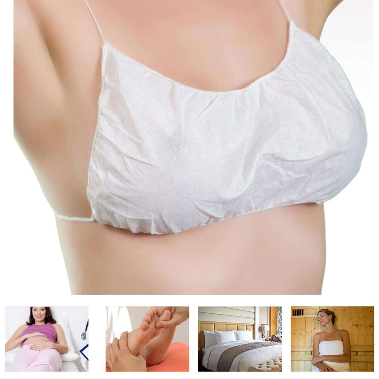 Syfunlv 50 reggiseni usa e getta, super morbidi, di alta qualità, in tessuto non tessuto, da donna, per spa, massaggi, ceretta, viaggi, maternità, ospedale, spiaggia, vacanze, emergenza