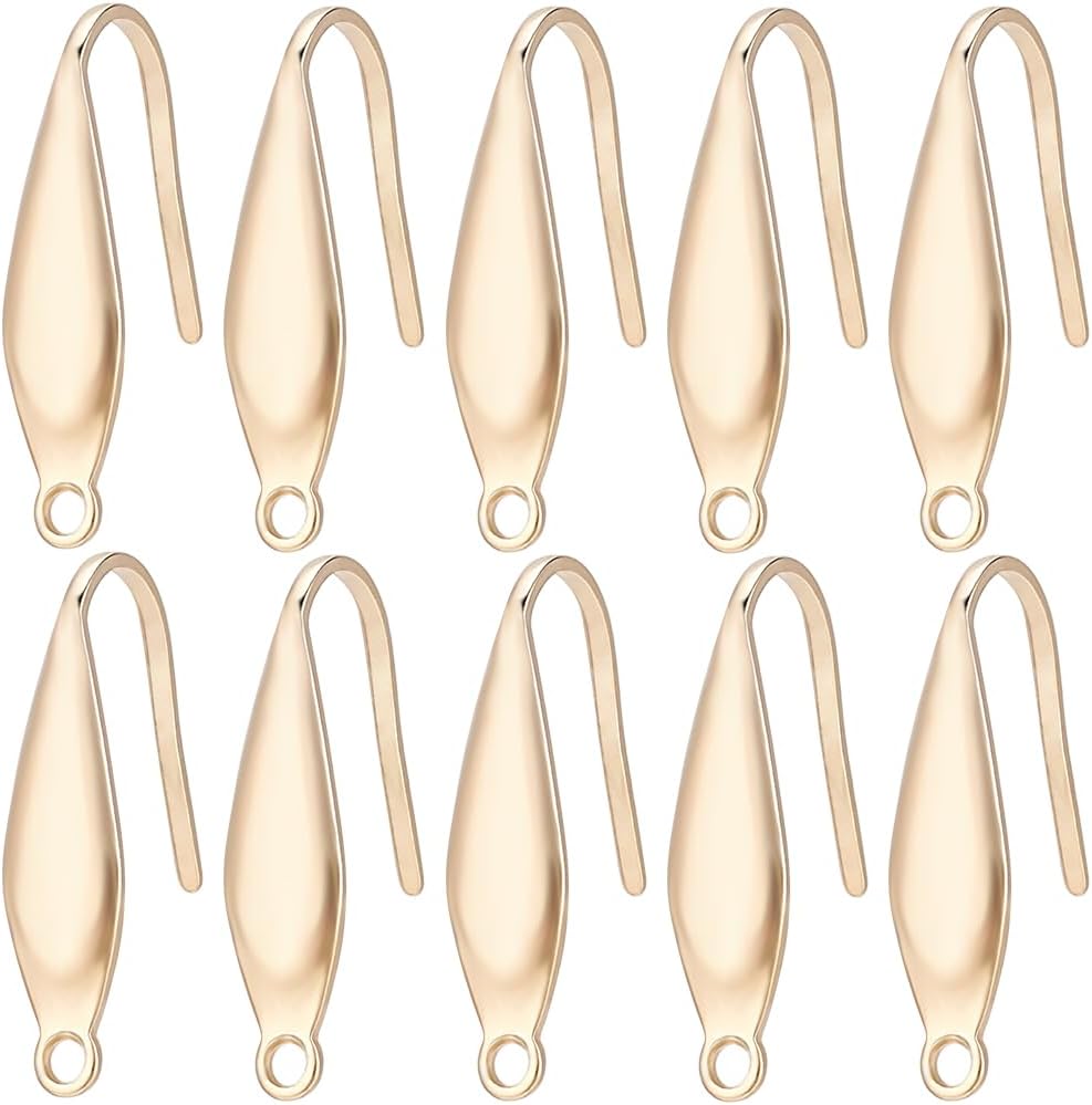 SUNNYCLUE 1 Box 80Pcs Stainless Steel Earring Hooks Real 18K Gold Plated Ear Wires with Loops Fish Hooks French Earring Findings for Pierced Ears Jewelry Making Supplies Hypoallergenic