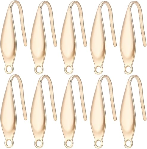 Miniatura 14 de SUNNYCLUE - 1 Caja de 100 Piezas de Ganchos para Pendientes, Hilos de Oro Real Chapados en 18K, Latón con Gancho de Arete Chapado en Platino