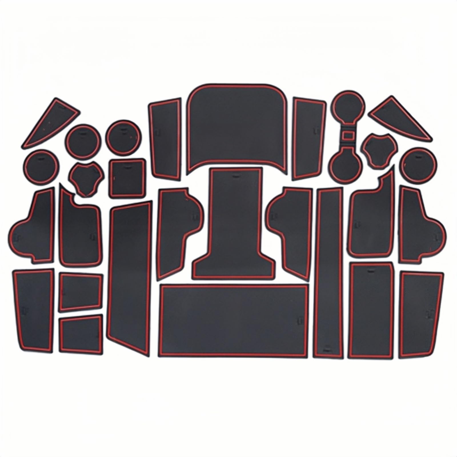 Car Door Groove Pad for Buick Envision, Rubber Mats Car Interior Non-Slip Dust Mat Dustproof Cup Holder Mat Car Accessories,Red