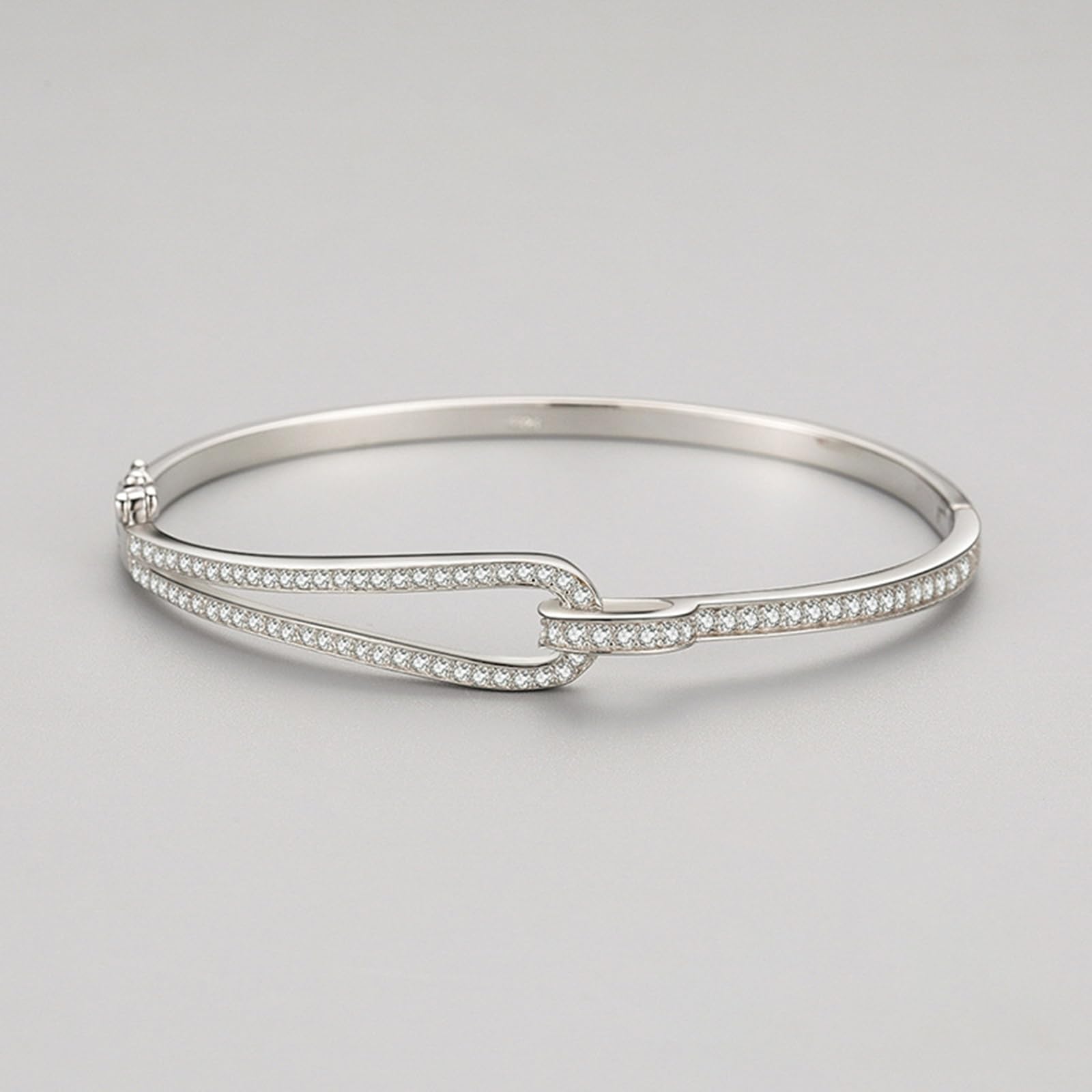 Pulsera de plata de ley 925 con circonita cúbica, pulsera infinita de plata para novia, esposa, ella, adecuada para aniversario