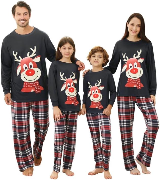MDAI Family Christmas Pajamas Set-Matching Christmas Family Pajamas Sleepwear for Adults Kids Baby Xmas Pyjama Noel Elk