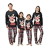 DDKJ Pyjama Noël Famille,Pyjama de Noel Famille,Ensemble Pyjamas Familles Christmas Pajamas Assorti à Manches Longues avec Imprimé des Cerfs,Pyjamas Noel Vêtement de Nuit pour Hommes Femmes Enfant