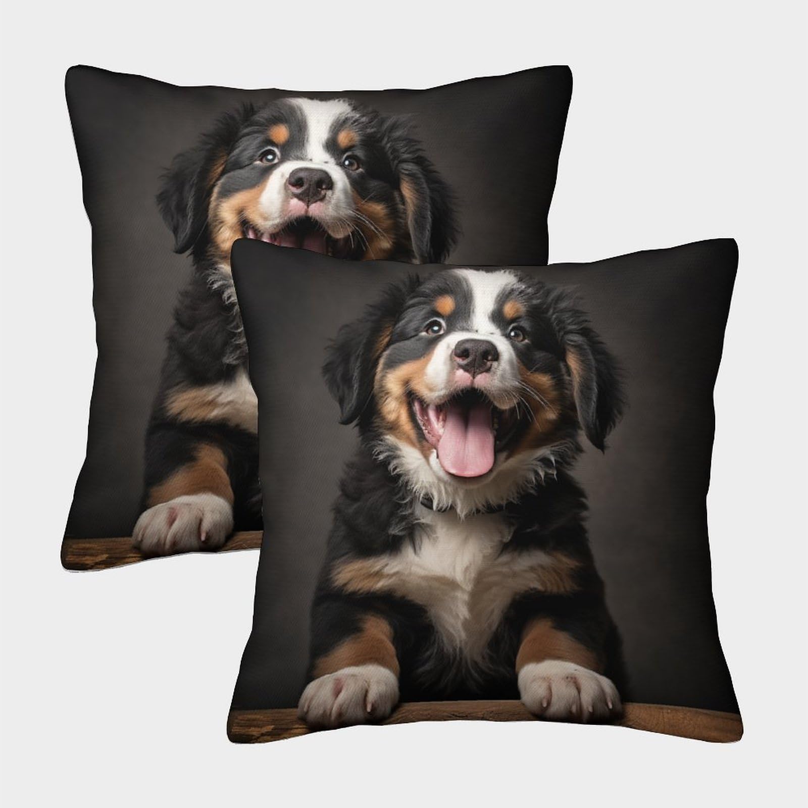LeHuaiMa 3D Printed Bernese Mountain Dog Throw Pillow Covers Pet Throw Pillow Case Decorative Super Soft Pack of 2 for Home Couch Sofa Decorative, Gifts 45x45cm