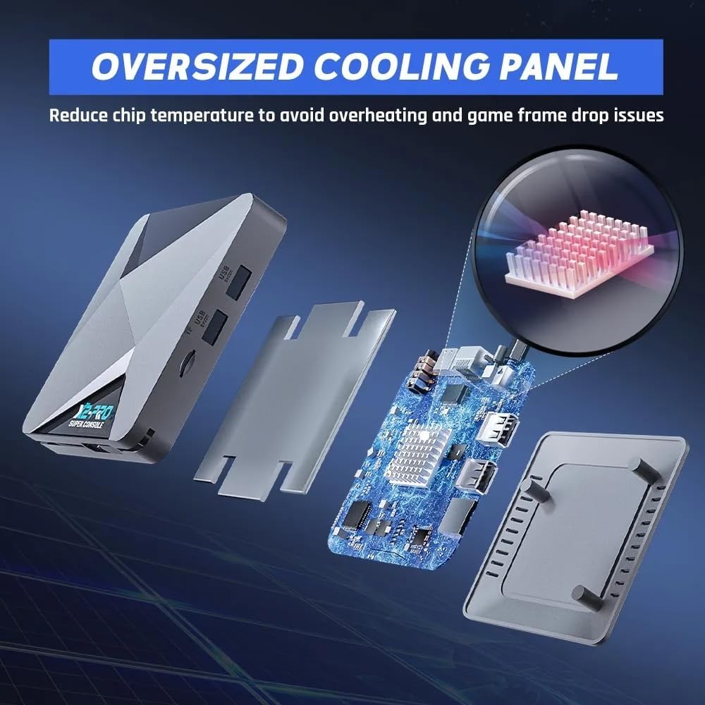 Image showing the Super Console X2 Pro disassembled, revealing an oversized cooling panel designed to reduce chip temperature and prevent overheating.