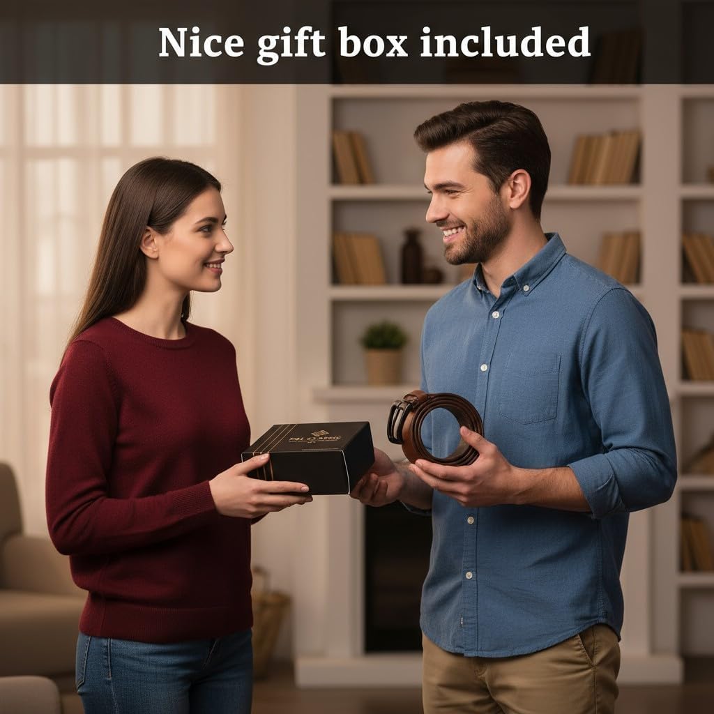 F&L CLASSIC Men's Full Grain Leather Belt Handmade, 1.5 Inch Wide Jeans Dress Belt, Gift Box, USA - Image 4