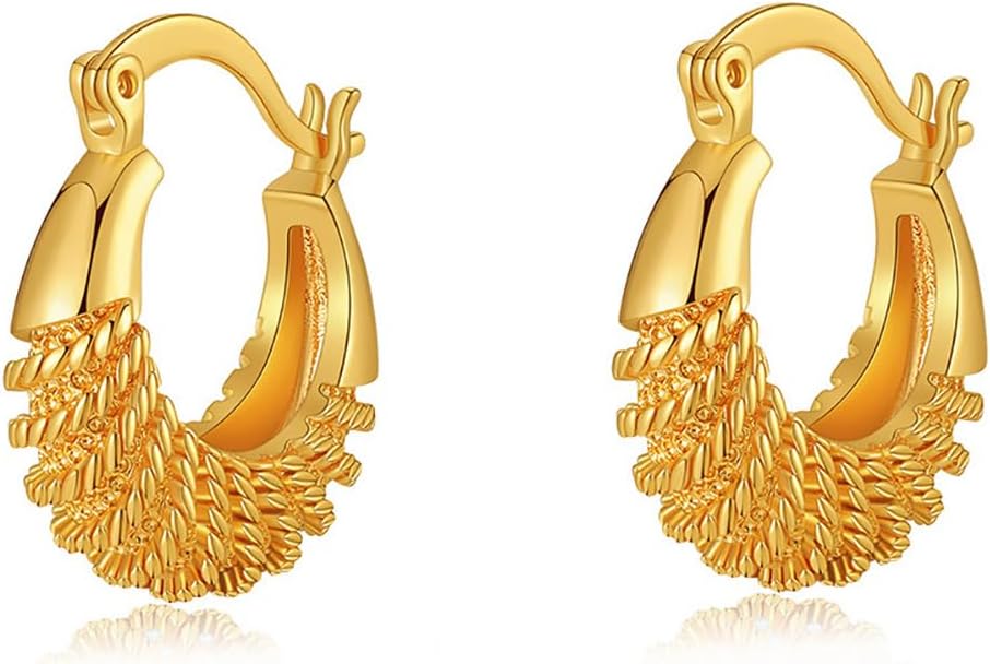 18k Gold Chunky Hoop Earrings for Women,Fashion Big Thick Huggie Dangle Earrings Prom Party Jewelry Gifts,Exaggerated Geometric Statement Earrings