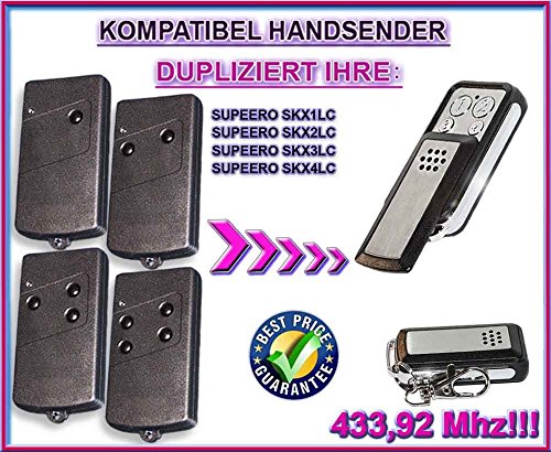 Supeero SKX1LC / SKX2LC / SKX3LC / SKX4LC kompatibel handsender / 4-Kanal klone Fernbedienung 433,92Mhz Fixed Code kopiergerät