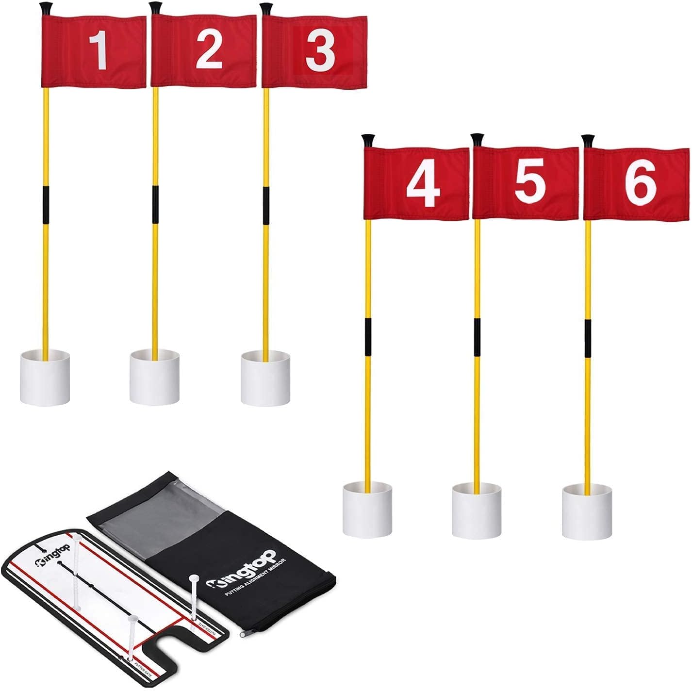 KINGTOP Golf Flagsticks Mini, Putting Green Flag for Yard, All 3 Feet, Golf Pin Flags Hole Cup Set, Fiberglass Portable 2-Section Design, Gifts Idea, 1/2/3/4/5/6-Red-1 Pack : Sports & Outdoors