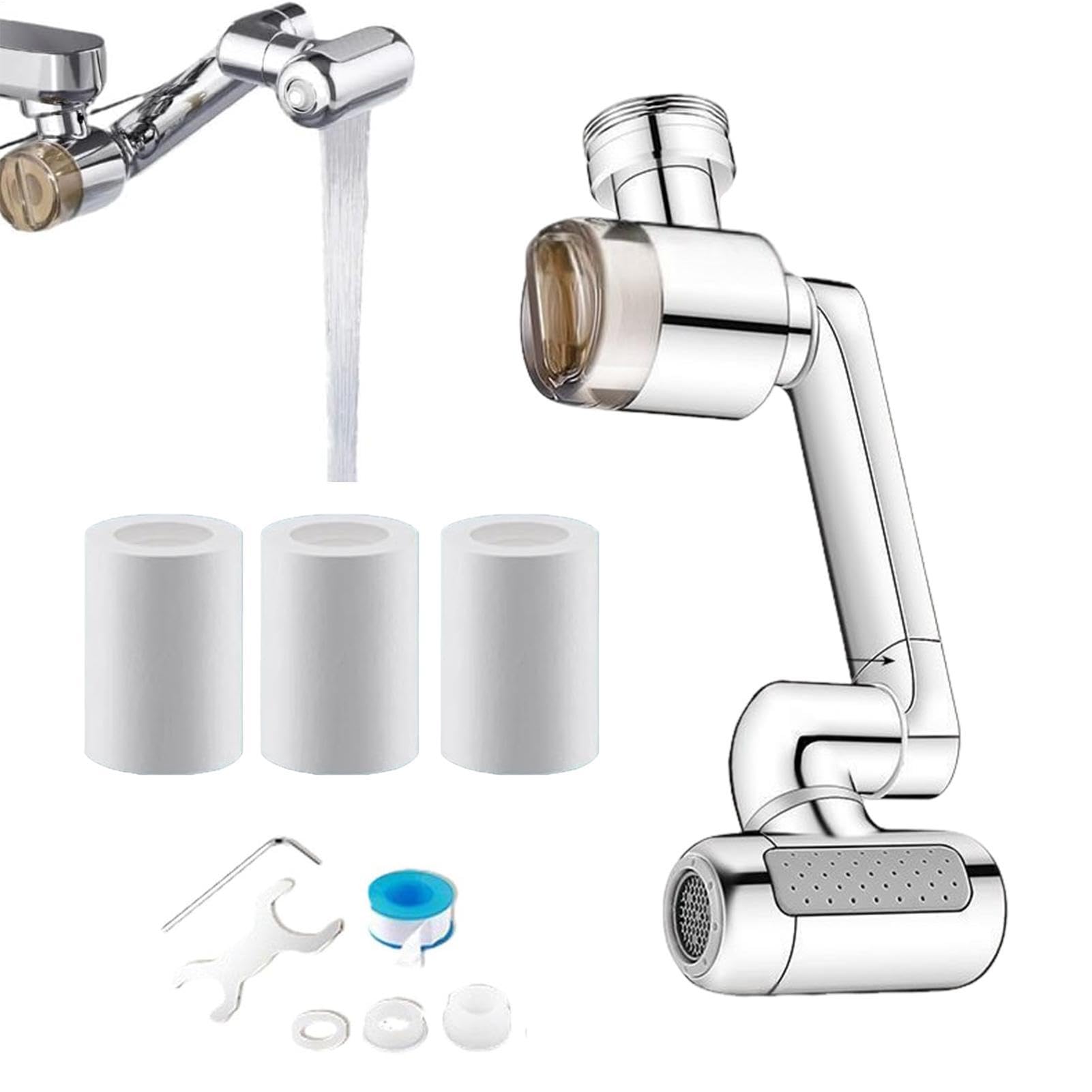 Grifo giratorio de cobre con 4 modos y extensor de filtro integrado para fregadero
