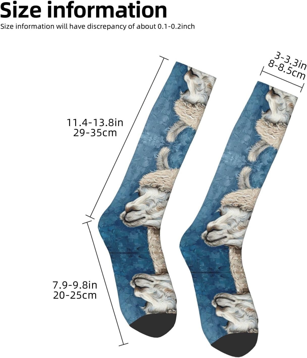 Alpaca Llama Print Breathable Crew Neck Athletic High Socks,Suitable For Sports,Running,And Travel.