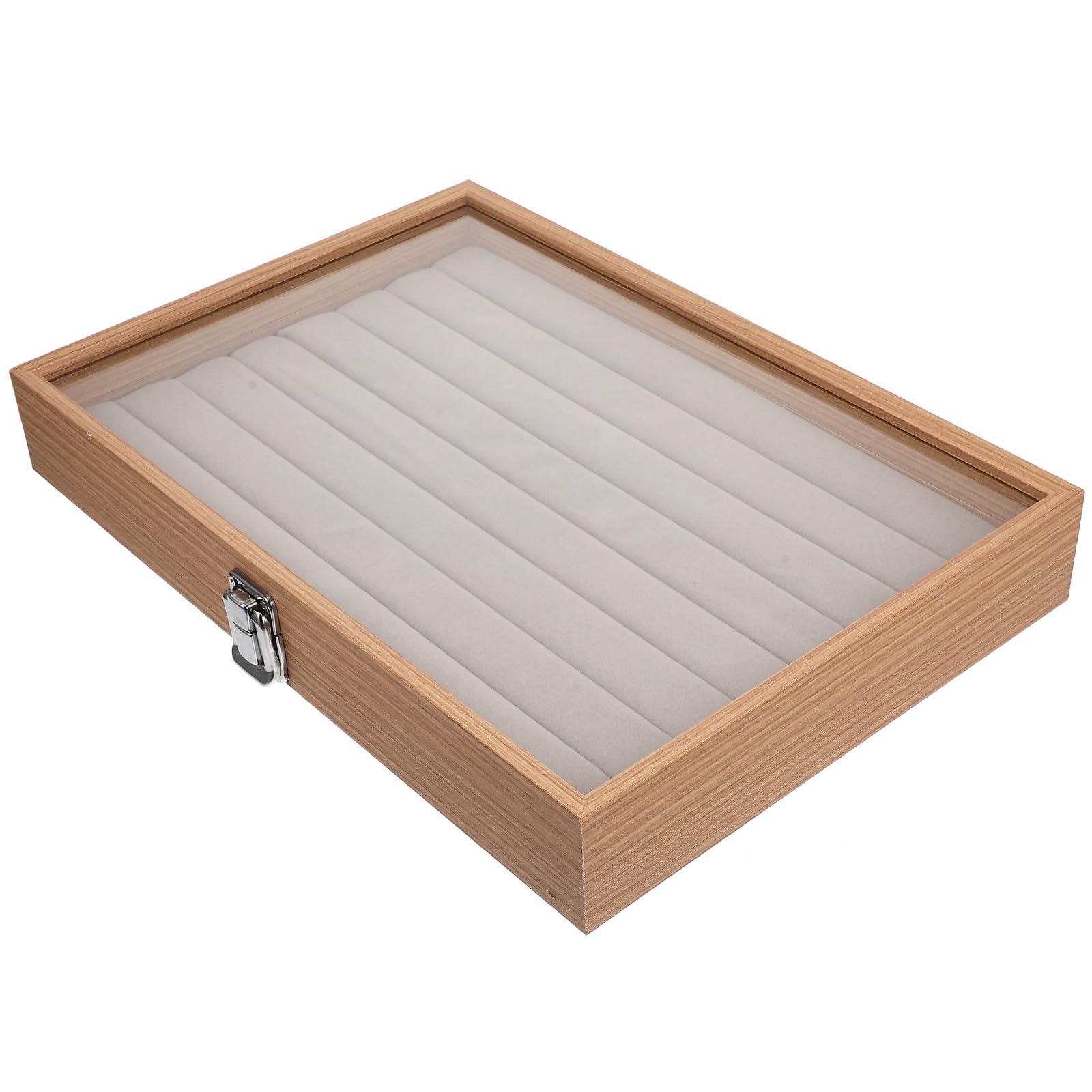 Happyyami Ring Organizer Box, Scatola per Gioielli in Vetro e Legno con Accesso Facile, per Regalo di Matrimonio e Anniversario