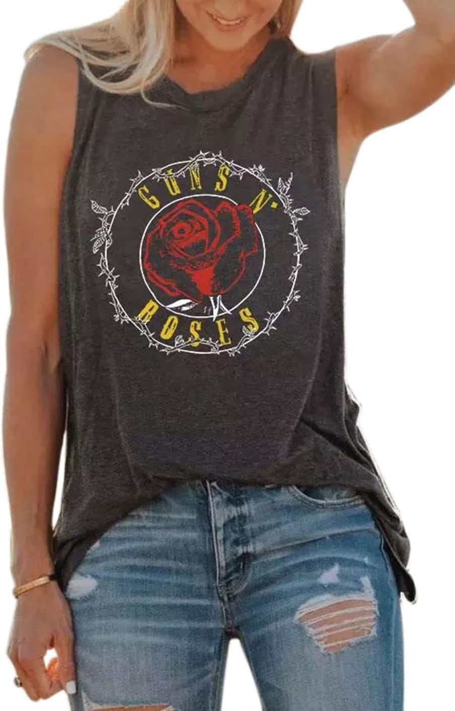 Vintage Flower Tank Top Women Summer Graphic Sleeveless Tops Tank Bohemian Cute Print Casual Summer Shirts