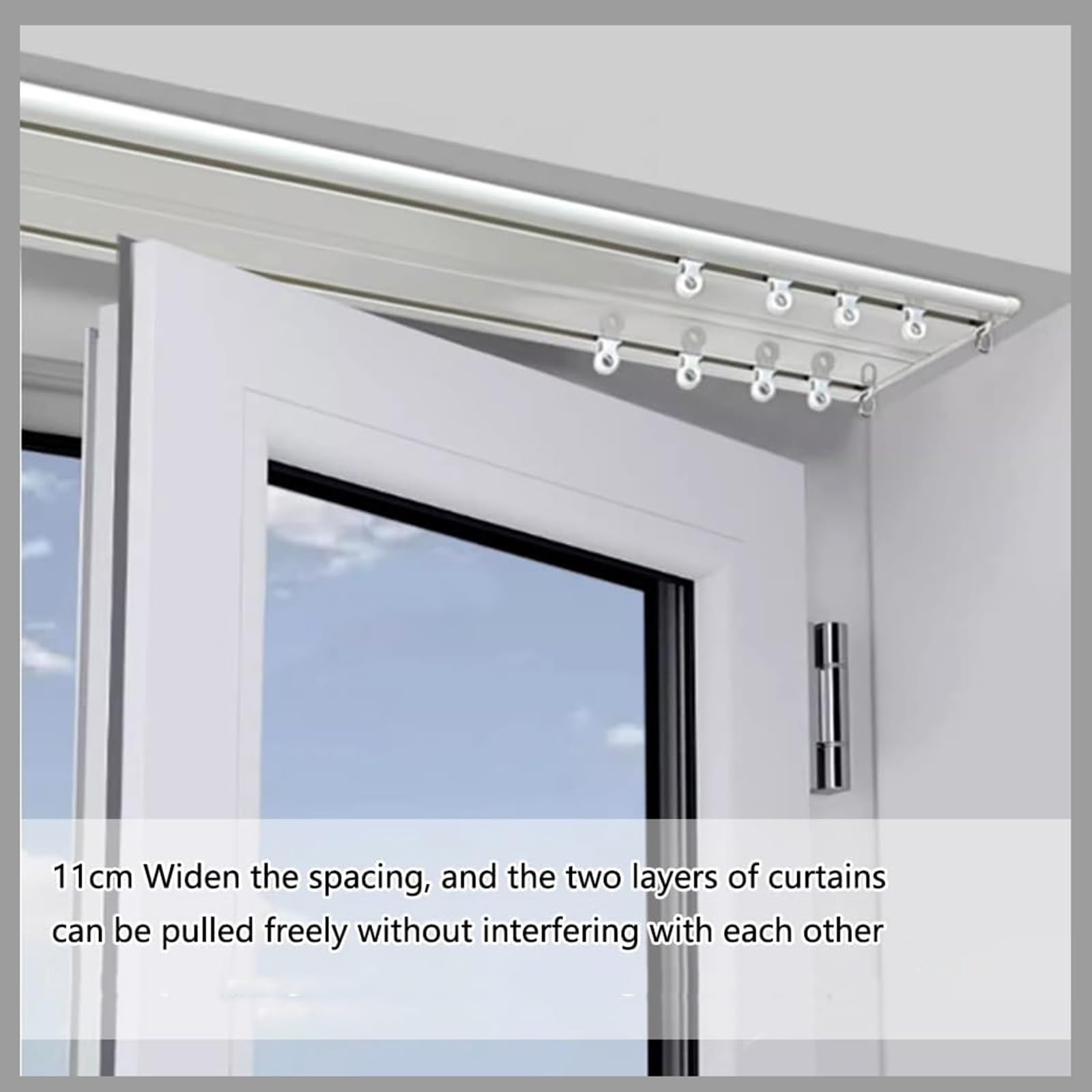 Générique Système de Tringle à Rideaux, Tringle de Plafond Double rangée Ultra-résistante, Rails en Aluminium Ultra-Fins pour séparation de pièces au Bureau et à la maiso