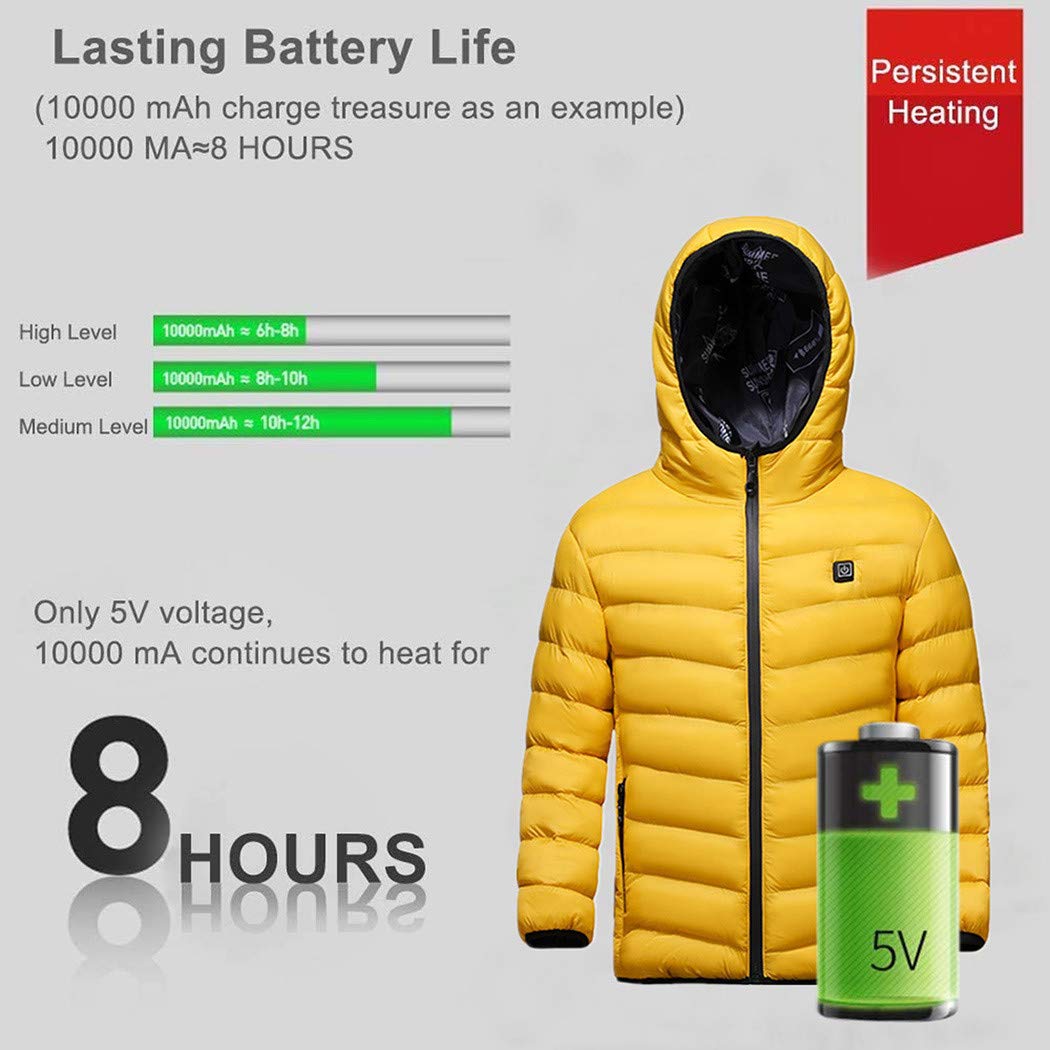 UVCMDUI Kids Winter verwarmde jas, elektrisch gilet met 3 instelbare temperatuur, winter verwarmd vest voor buiten kamperen wandelen (exclusief Power Bank), geel, 120 UVCMDUI Kids Winter verwarmde jas, elektrisch gilet met 3 instelbare temperatuur, winter verwarmd vest voor buiten kamperen wandelen (exclusief Power Bank), geel, 120