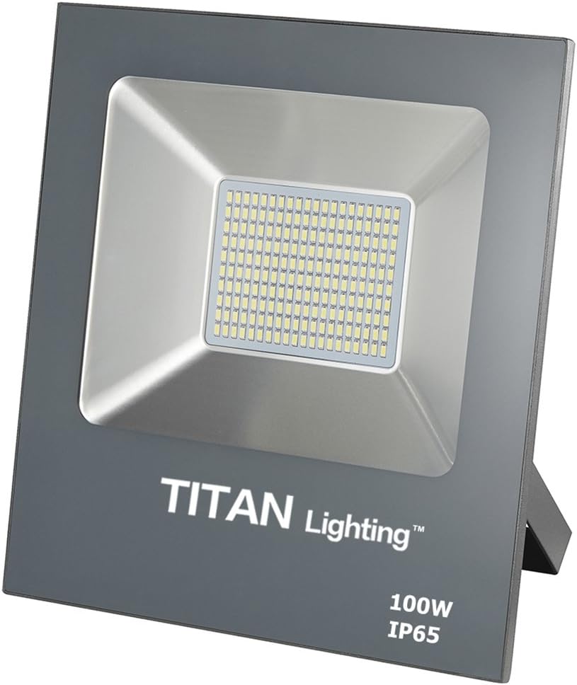 Titan Lighting Gray Frameless 100W Led Flood Lights, 250W Hps/HID Replacement, 8500LM, 6000K Day Light, Waterproof, 120-277V, Instant on