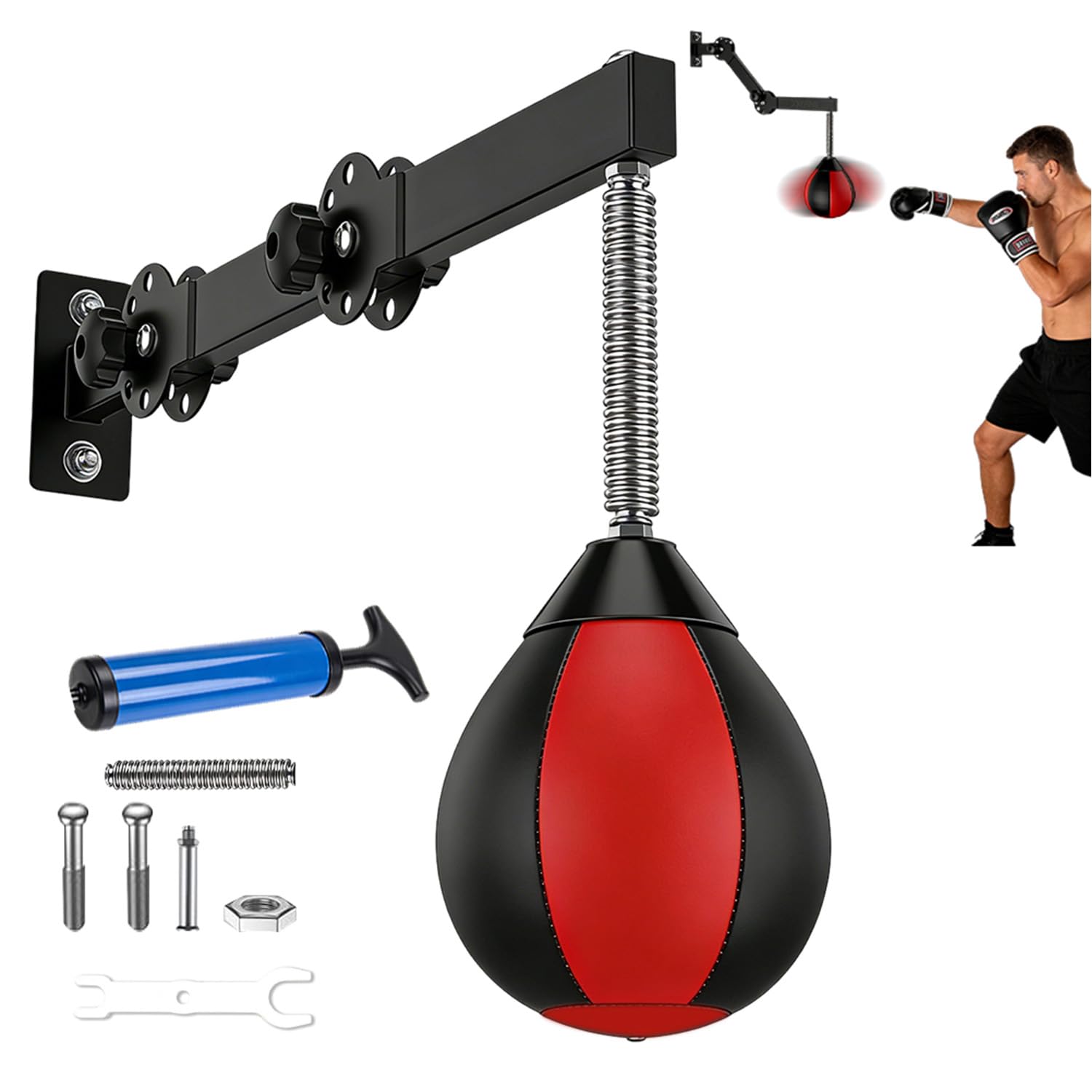 Sacco da boxe sospeso per allenamento rapido, sacco da boxe per casa, regolabile in altezza e pieghevole, birnek per porta fitness, allenamento di coordinazione, palla da punching per ragazzi e adulti